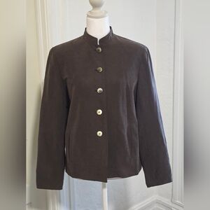 Vintage Jones New York Women's Brown Button-Up Jacket